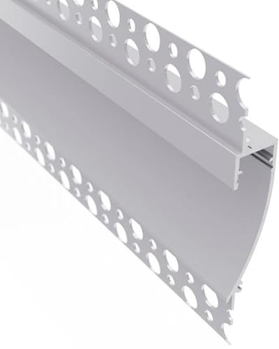 ledomec Einbau Profil | Trockenbau Leiste Rigips EINPUTZ-FLAT J Led Streifen + Abdeckung (2m Profil mit Abdeckung Matt)