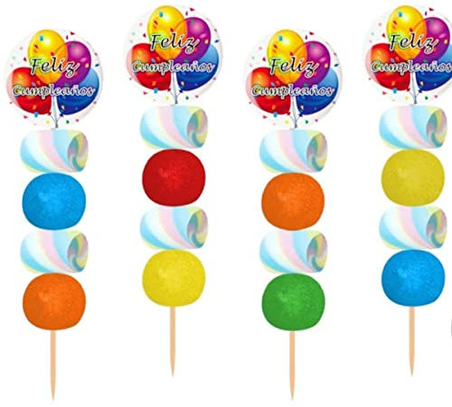 Lote de 15 Originales Brochetas de Golosinas con Chapa Alfiler Feliz Cumpleaños. Recuerdos. Detalles y Regalos para Fiestas de Cumpleaños, Bodas, Bautizos y Comuniones.DC
