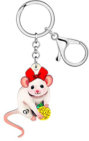 LONYOO Porte Clé Acrylique Souris Mignonne Porte Clé Portefeuille Bijoux Porte Clé Anime Rat Cadeaux pour Femmes Filles Charms (Rose)