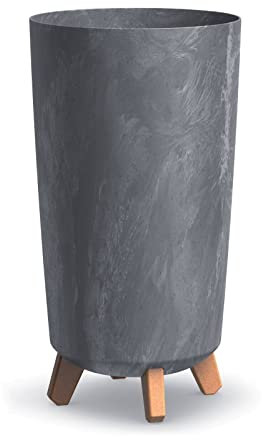 URBN GARDEN Tall Slim Marengo grey Look Plastic Planter Flower Soil Pot Indoor Outdoor With Legs