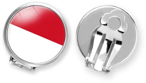 ALTCIRNMD Europäische Rot-Weiße Nähte Monaco Flagge Runde Kunst Ohrringe,Bequeme Ohrclips Nicht Pierced Für Männer Frauen Parade Kostüm Accessoires,Schmuck Alltag Schmuck Geschenke,Bild,14Mm