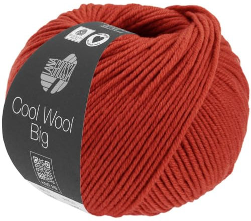 LANA GROSSA Cool Wool Big Melange | Extrafeine Merinowolle waschmaschinenfest und filzfrei | Handstrickgarn aus 100% Schurwolle (Merino) | 50g Wolle zum Stricken & Häkeln | 120m Garn FB 1628