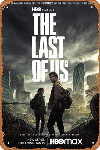 AirBnk The Last Of Us (Pedro Pascal, Bella Ramsey) TV-Show-Poster Blechschild Film Film Kino Theater 20,3 x 30,5 cm – Vintage Metall-Blechschild für Zuhause, Bar, Pub, Garage, Dekoration, Geschenke