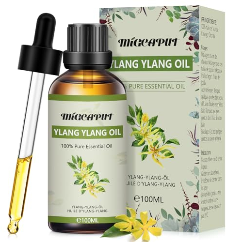 Migcaput Ätherische Öle Ylang-Ylang-Öl 100 ml,100% Reine Natürliche, Ätherisches Aromatherapieöl von Erstklassige Qualität, Duftöle für Diffusor, Luftbefeuchter, Entspannen, Massage, Bad
