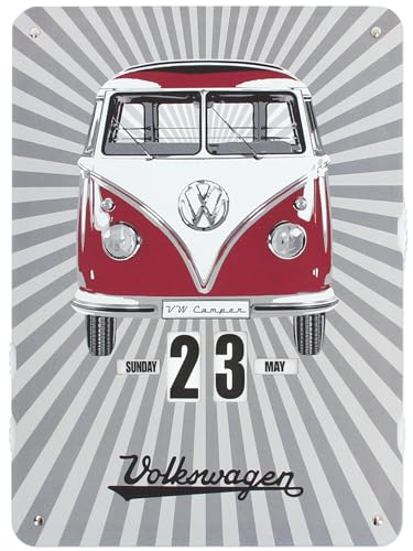 BRISA VW Collection - Volkswagen T1 Bulli Bus Endloskalender zum Aufhängen (37 x 27 x 0,5 cm | 4c bedruckte Pappe) (Samba Stripes/Bunt)