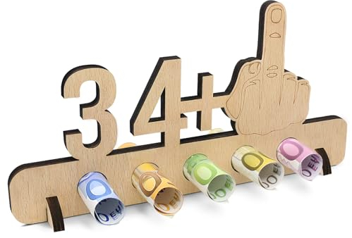 Sugeru Ausgefallenes Geldgeschenke 35. Geburtstag - 34 + 1 | Witzige Lustige Geldgeschenke Schild | Gästebuch Geschenk | Holz Deco für Jubiläum Freunde/Familie/Mann/Frauen Kreatives(35)
