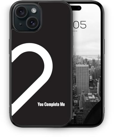 MUNIQASE You Complete Me #02 - Silikon Hülle für iPhone 15 - Partner Pärchen Liebes Schöne Spruch Schutzhülle Handyhülle Case Cover