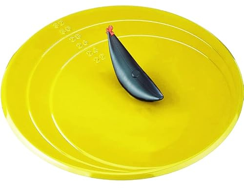 VIRSUS Coperchio Girafrittate Antiaderente 561, Diametro 32 cm, Coperchio in Acciaio Inox, Maniglia a forma di Gallo, Adatto per Pentole e Padelle, Coperchi per Frittate, Crèpes, Omelette (Giallo)