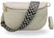 BRISE Bauchtasche Damen Echtleder AFIA Gold Handgemachte Umhängetasche Crossbody Bag mit Ledergurt + Optionalen Breiten Gemusterten Riemen 3 Fächer Hüfttasche Made in Italy (Beige-Gold 4)