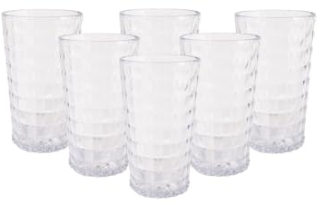 Bastilipo PRISMA – Confezione da 6 bicchieri da 750 ml. MOD. BAUHAUS colore trasparente. Tazza in policarbonato di grandi dimensioni, riutilizzabile, senza BPA