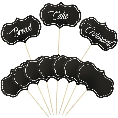 Fähnchen Zum Beschriften,24PCS Buffet Schilder Zum Beschriften,Tafel Zum Beschriften,Buffet Schilder,Zahnstocher Flaggen,Käsemarke,Zahnstocher Zum Dekorieren Von Kuchen,Käse Marker,Schwarz