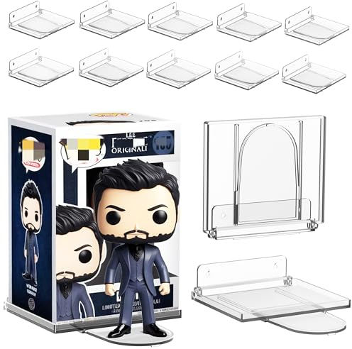 Faltbares Acrylregal, kompatibel mit Funko Pop-Figuren-Sammelkoffer (11,4 x 8,9 cm) oder Vitrine für Figuren in Box, transparent, 10 Stück