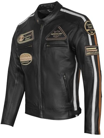 ASPIDEX Giacca da Moto Donna Pelle Scooter Cafe Racer da Donna Vintage