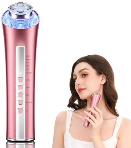 CARER SPARK Radiofrequenza Dispositivo di Bellezza Viso Massaggiatore Viso Anti-Rughe con Terapia a 3 Luci LED per Ridurre le Rughe Anti-Invecchiamento e Rassodare la Pelle
