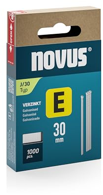 Novus Nägel E Typ J 30 mm (1000 Stück, Material: verzinkter Stahldraht, Kartonverpackung mit Schiebe-FS, Nagel-Set) 044-0092