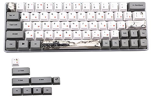 Sefdrert PBT-Tastenkappen-Set mit russischem Schriftzeichen, mechanische Tastatur-Tastenkappen für GH60, RK61/ALT61, Poker GK61, GK64, Dz60