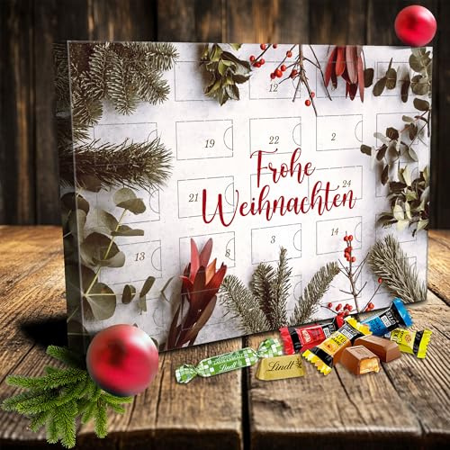 Postalo Premium-Adventskalender mit Lindt Schokolade - Frohe Weihnachten - Adventskalender 33x24x2 cm