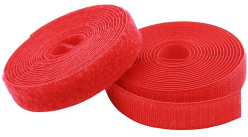 KLEBASTO Klettband zum nähen | SET Hakenband und Flauschband | Klettverschluss zum nähen | Hohe Verschlusskraft (Rot, 20mm x 3 m)