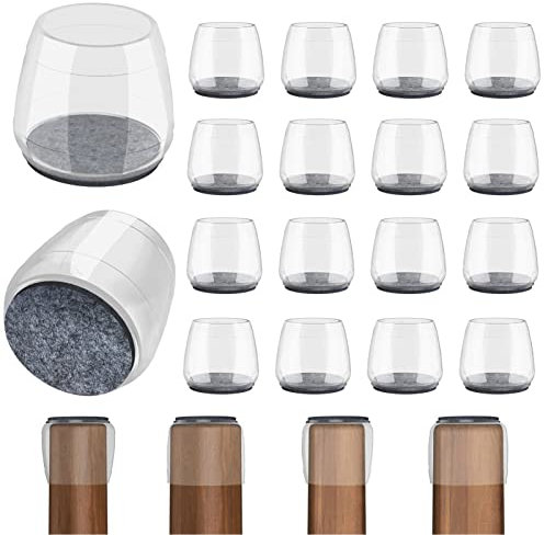 16 PCS Extra Large Chair Leg Floor Protectors with Felt, Chair Leg Caps, Floor Protectors for Chairs, Felt Chair Pads, Chair Leg Cups Covers, Bar Stool Leg Protectors (Fit 1.84-2.36 Clear)