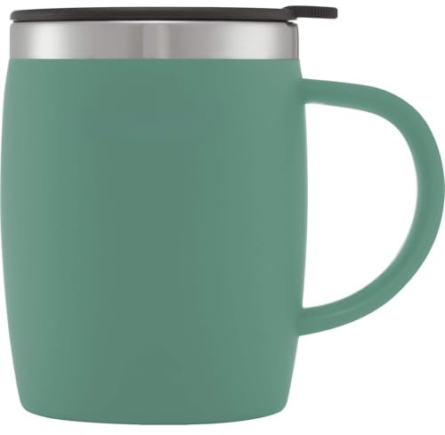 AMK® Thermos Thermocafe Soft Touch Desk Mug Duck Egg Green 450ml Vacuum Insulated Keeps Warm Or Cold Stainless Steel Interior Suitable for Coffee Tea & Iced Teas