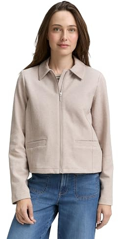 Tom Tailor Damen 1047589 Regular Fit Jacke Mit Reißverschluss, 38330 - Soft Taupe Melange, M EU