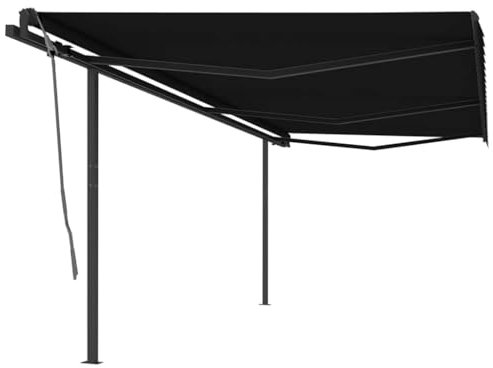 Générique Store banne rétractable Manuel avec poteaux 6x3 M Anthracite