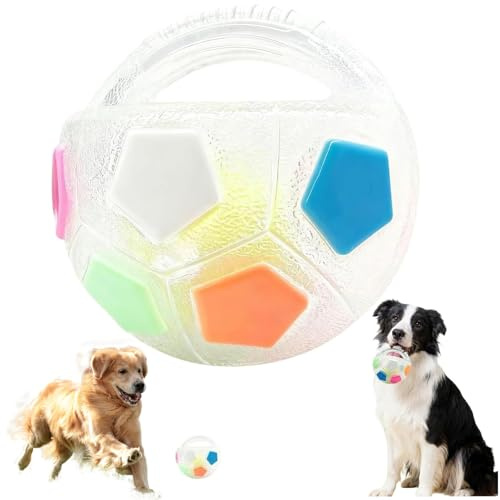 XUDUOO Interactive Tough Dog Ball Toy, Dog Ball With Handle, Squeaky Chew Interactive Dog Toy for Stress Relief, Suitable for Small, Medium and Large Canine that Like to Chew