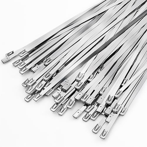 ZhouWei 100 Stück Edelstahl Kabelbinder, 100 × 4.6 mm Selbstsichernde Edelstahlbinder Zugfestigkeit 100 kg Rostfrei Kabelbinder Silber UV Beständig, für Zuhause Büro Garten Werkstatt Kabelbündelung
