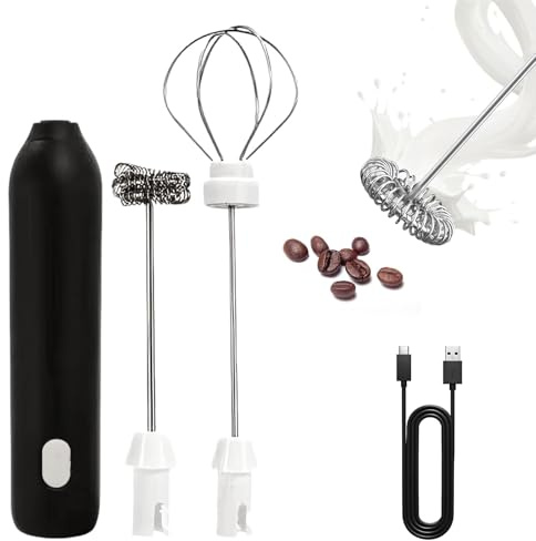 SiumPklay Milk Frother​ Handheld Electric - ​Coffee Whisk Frother, USB-C Rechargeable ​Mini Whisk​ for Lattes, ​Coffee Frother, Matcha, Hot Chocolate & Protein Shakes, Portable ​Electric Milk Frother​