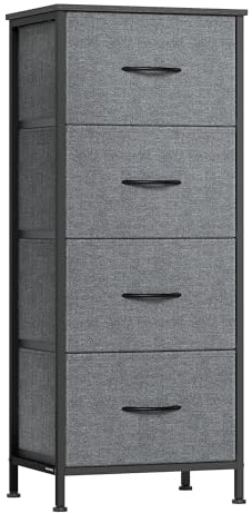 SONGMICS Kommode, Aufbewahrungsschrank, 4 Schubladen, Stahl, modern | Schrank für Schlafzimmer, Flur, Wohnzimmer, Schiefergrau, BELLAH Kollektion LGS314G101