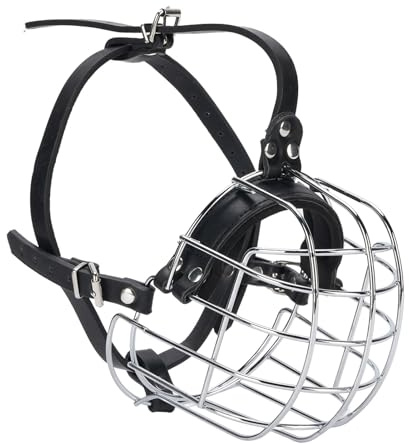 Muselière pour Chien, Conception de Panier en Fil métallique avec Sangles réglables en PU pour Chiens de Taille Moyenne à Grande, Couvre-Bouche Respirant pour l'entraînement et Le