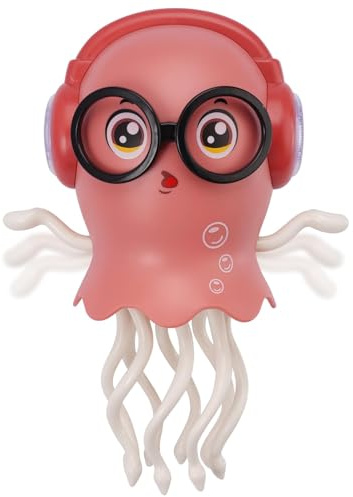 Dancing Octopus Baby Toy,Dancing Octopus Toy Cuenta con Función de Arrastre,Medusa de Juguete-Lncluye Música y Luces LED (Rojo)