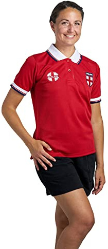 New Model UK Football England Ladies Half Sleeve T-Shirt | Collar Style | Embroidered Logo | Size S XS to XXL (Red, M)