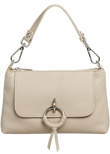 Caspar Elegante Leder Umhängetasche Damen Clutch Kleine Crossbody Bag mit Schultergurt & Kurzhenkel - PREMIUM LINE - Modell No.851 - Made in Italy