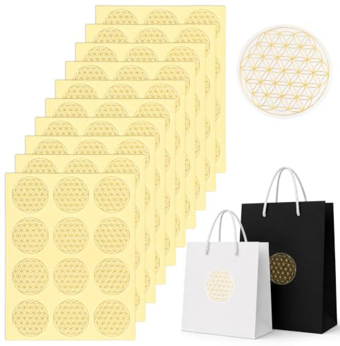Molain 120 Stück Blume des Lebens Aufkleber, Transparent Lebensblume Etiket | Yoga Energie Sticker, mit Glänzender, Metallfolie Spirituell Symbole Selbstklebende, Wasserdicht für DIY Deko Geschenke 50mm