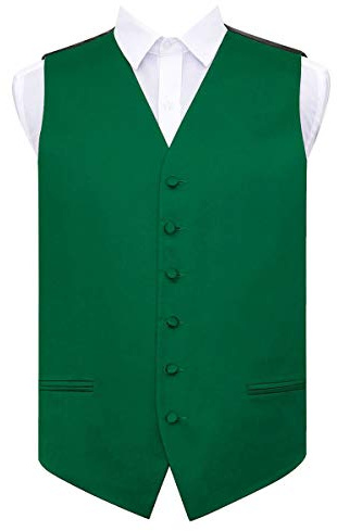 DQT Mens Plain Glossy Satin Classic Waistcoat - Wedding, Business & Formal Suit Vest