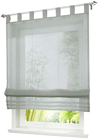 1er-Pack Raffrollo mit Schlaufen Gardinen Voile Transparent Vorhang (BxH 100x155cm, hell grau)