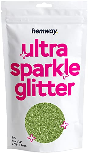 Hemway Ultra Sparkle Glitter - Lime Green | Fine Metallic Flakes for Resin & Epoxy Crafts | Supplies for Tumblers, Festival, Hair, Face, Body, Eye & Nail Art Decoration | 100 g