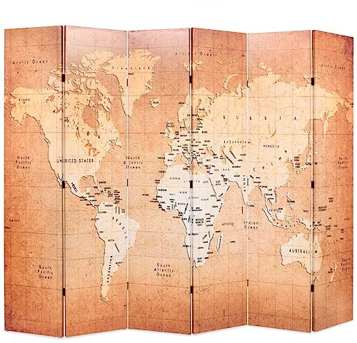 vidaXL Raumteiler klappbar 228x170cm Weltkarte Paravent Trennwand Sichtschutz