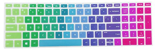 Cubierta de Teclado Portátil Impermeable Compatible con HP 15.6 Pulgadas BF Extra Delgada Protección contra Derrames y Polvo - Arcoiris