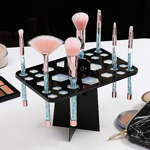 VIFER Porte-pinceaux de maquillage, 26 Trous Support de Séchage de Pinceau Cosmétique Organisateur de Pinceaux de Maquillage Pliable Porte-Brosse Noir