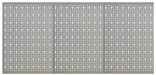 vidaXL 3X Werkzeugwand für 120cm Lange Werkbänke Lochblech Lochwand Werkstattwand Werkstatt Lochwandsystem Metallwand Euro Lochung 40x58cm Stahl