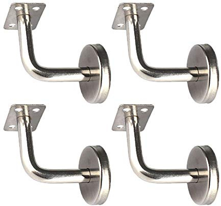 ETOPARS 4 Stück Flach Handlaufträger Edelstahl Handlaufhalter Handlauf Halterung Treppengeländer Handlaufstütze mit Abdeckrosette für Wandhalter
