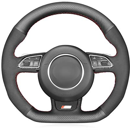 MEWANT Lenkradbezug aus Leder für Audi A1 2016-2018/A3 2012-2016/ A4/A5/A5/A6/A7/Q3/Q5/S1/S3/S4/S5/S6/S7/RS 3/RS 4/RS 5 /RS 6/RS 7/RS Q3