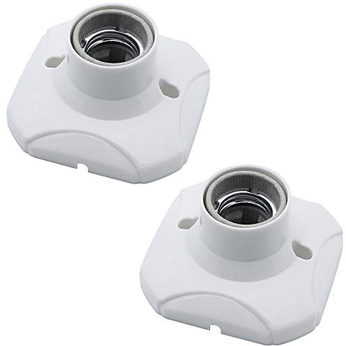 CYUaoao 2Pcs E27 Light Bulb Socket Holder Screw square Ceramic Lamp Base for Bulb Halogen LED Lighting DIY Energy Saving Lamps Ceiling Socket White