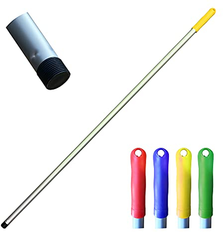 Colour Coded Mop and Broom Handle Replacement – 120cm Long Aluminium Mop and Broom Handle Screw End, Interchangeable Handle That Fits Most Broom and Mop Head −Mop Handle Only (Yellow)