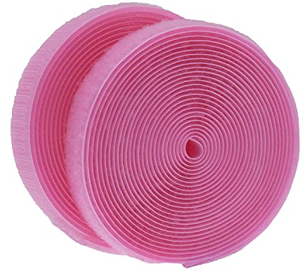 IHKFILAN 2 cm x 4,57 m Rolle mit Haken und Schlaufen, Aufnähen von Nylon-Gewebebändern (nicht klebend), beide Seiten enthalten, rosa