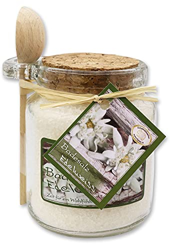 Florex Badesalz Edelweiß im dekorativen Glas mit Holzlöffel 300 g