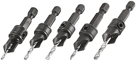 Trend 5-Piece Quick Release Countersink Set, 1/4 Inch Hex Shank, Tool Steel Body, HSS Drill Bit, 5 Pack, QR/CS/SET