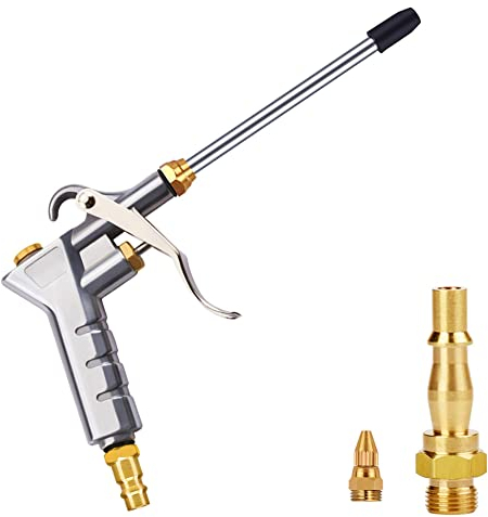 Nutmanel Air Blow Gun, Air Compressor Accessories Nozzle Duster Air Tools Cleaner, Safety Nozzle, Dust Blower, Extensible, with 1 Blow Nozzle & 1 Air Flow Extension & 1 Quick Connect, American